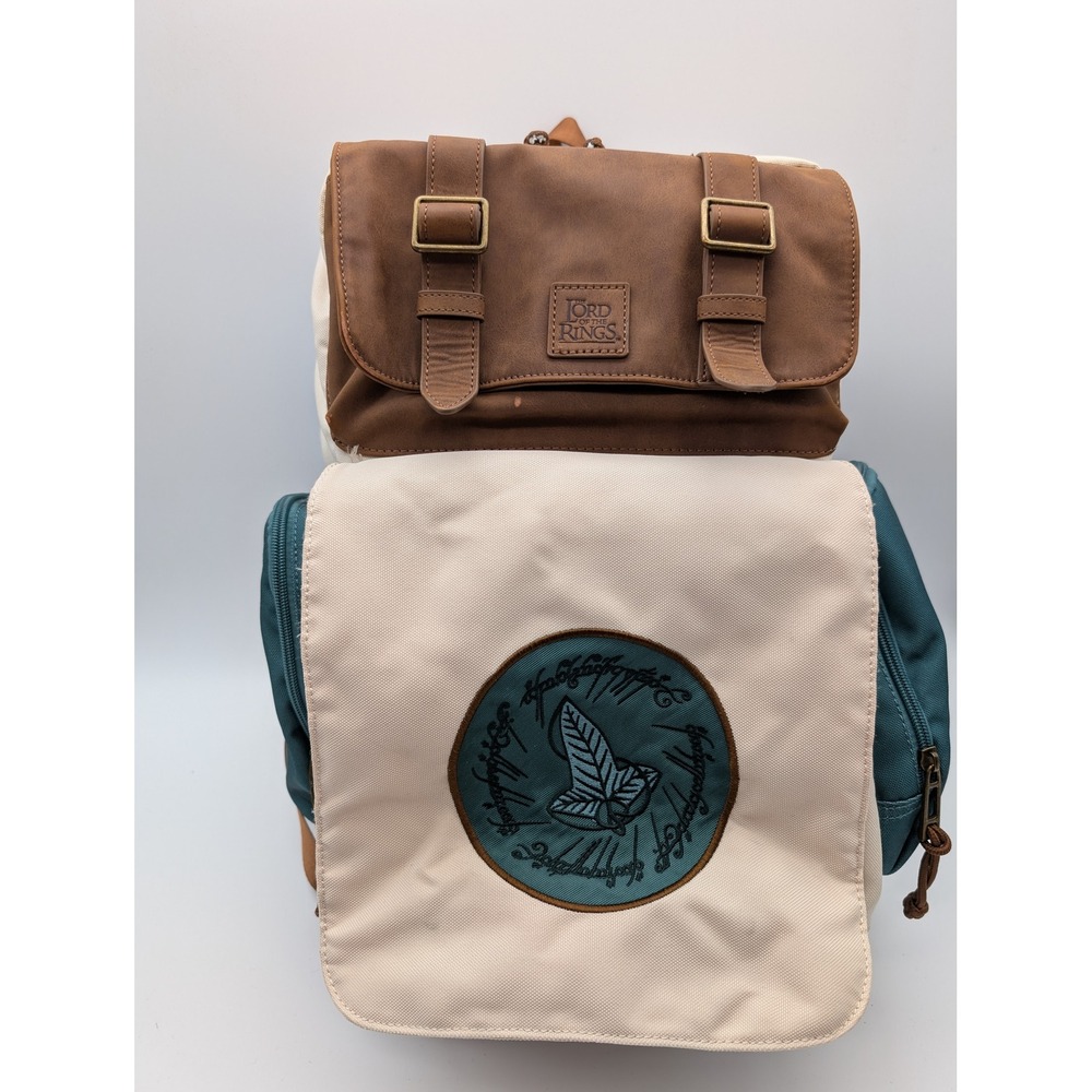 Lord of the Rings Boxlunch Backpack Leaf of Lorien Fellowship Canvas Brown READ!